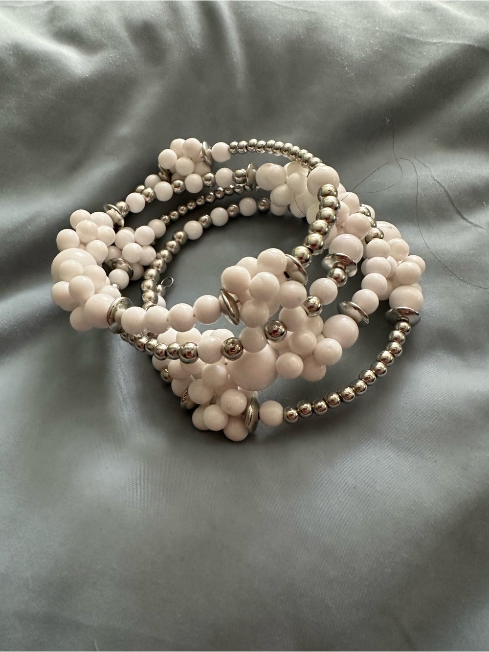 Elegant white Beaded Stretch Bracelet Set